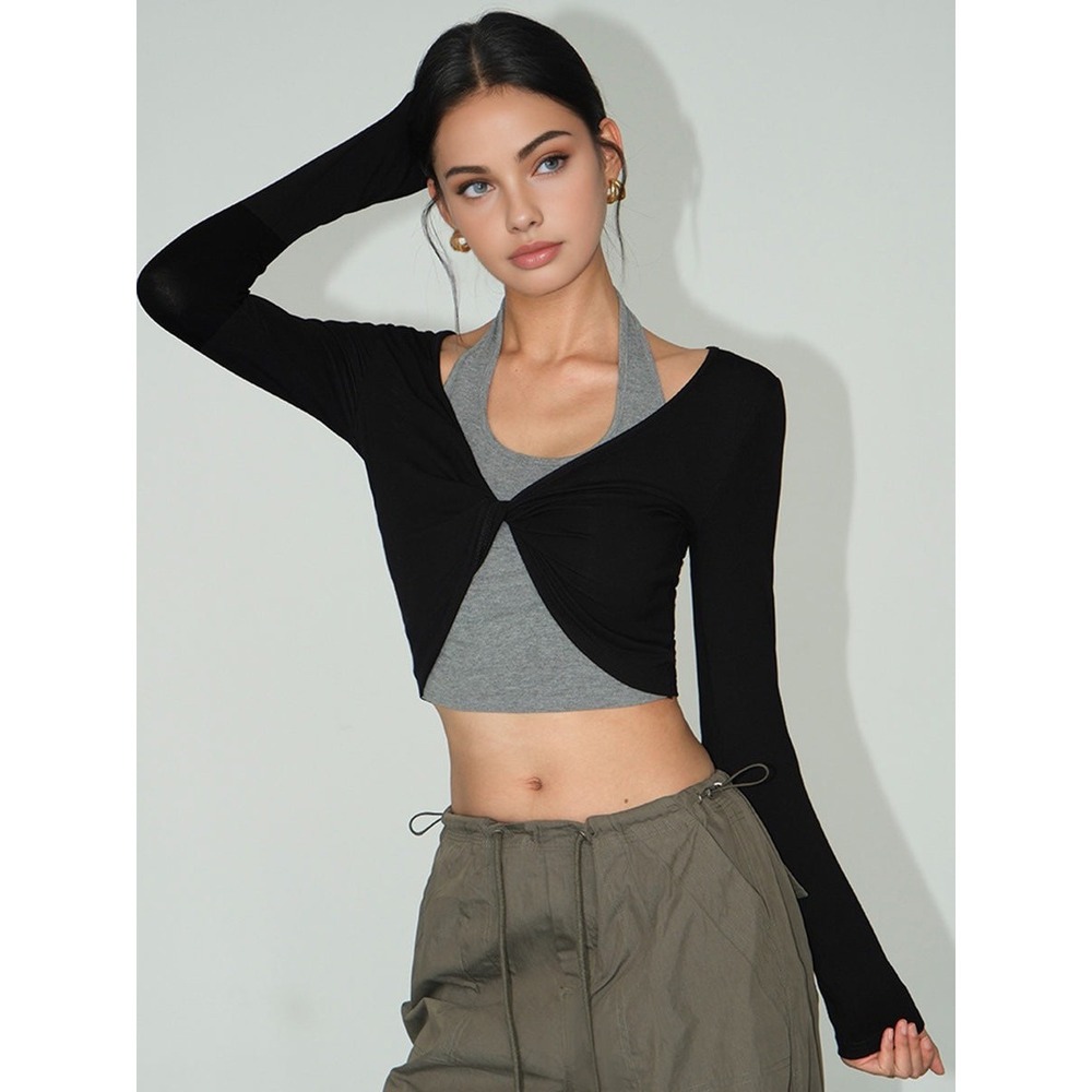 Commense 2 in 1‎ Knotted Crop Top size M